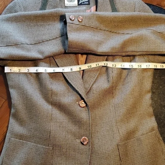 Lee Parker Vintage Brown Pinstripe Pure Wool 2 Button Blazer Est Size S/M - Picture 11 of 14